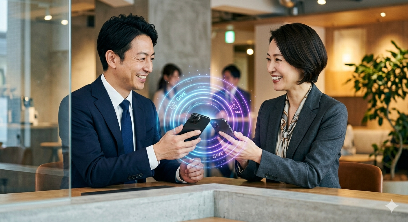 かざすだけでGIVEとTAKEが瞬時に交差する交換風景